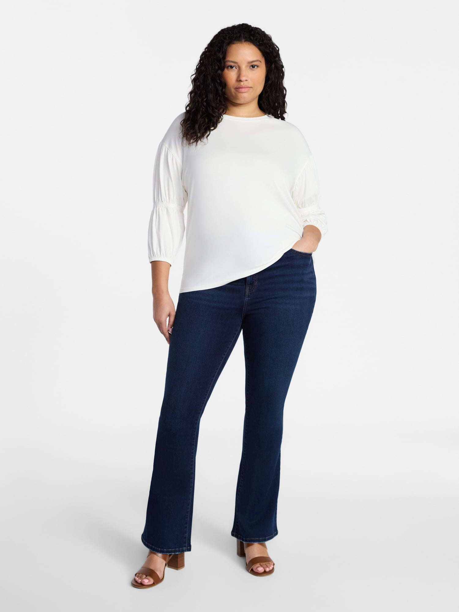 Terra & Sky Women's Plus High Rise Bootcut Jeans, Sizes 16W-28W