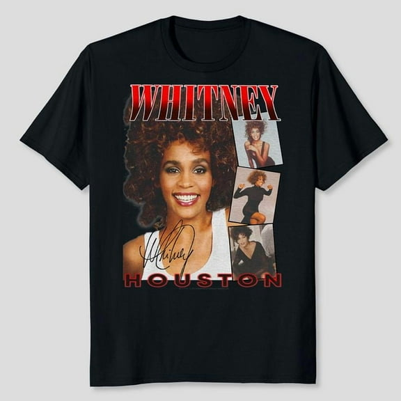 Whitney Houston Face Photos T-Shirt, Men's And Women's Graphic Tee 100% Cotton by TBun, Full Sizes S-5XL