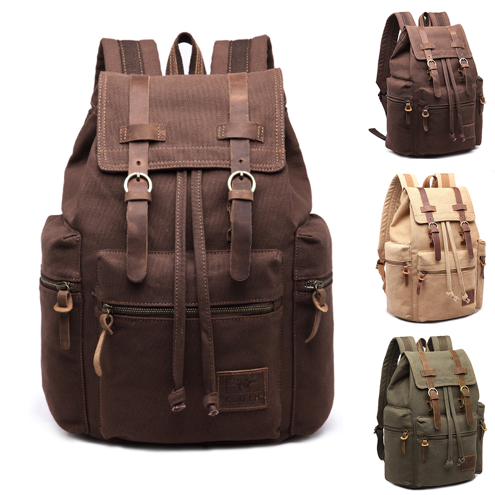 Canvas Sport Rucksack Khaki made of high quality material canvas Smooth and durable zipper,high grade hardware backpack - image 2 of 2