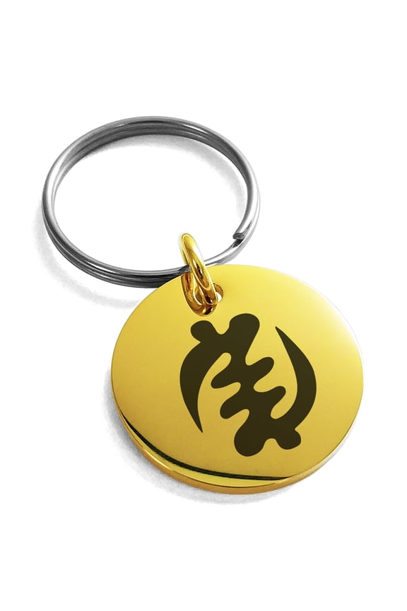 Stainless Steel Aztec Supremacy Rune Engraved Small Medallion Circle Charm Keychain Keyring
