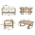 thumbnail image 2 of GDF Studio Aston Outdoor Acacia Wood Loveseat and Coffee Table with Cushions, Brown Wash, Beige, 2 of 7