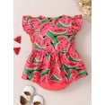 thumbnail image 3 of EYIIYE Enfants Bambin Fille Robe Romper 3M 6M 9M 12M 18M Bébé une Seule Pièce Combinaisons Volant Bodys Sans Manches Pastèque Impression Col Rond Playsuiion Vêtements d'Été Mignons pour Tous les Jours Occasionnels, 3 of 7