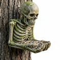 thumbnail image 2 of Resin Waterproof Tree-Hanging Outdoor Sculpture Bird Feeder, Skull Shape, with Hidden Keyhole Hook, Backyard Garden Art Decoration, Suitable for Outdoor Backyard, Terrace and Porch (Skeleton Man), 2 of 9