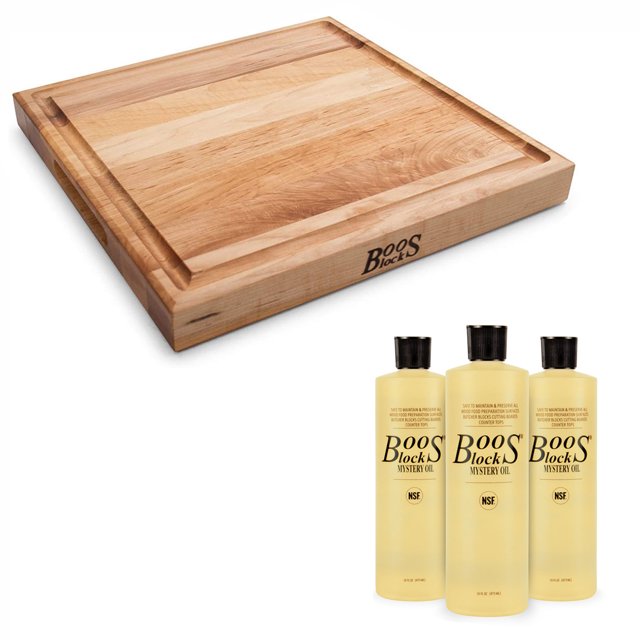 John Boos Block Square Cutting Board Bundle w/ Mystery Maintenance Oil (3 Pack)