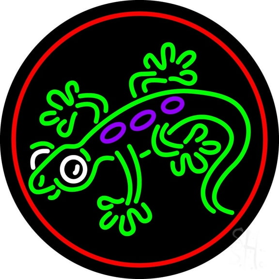 Lizard LED Neon Sign 18 X 18 - inches Black Square Cut Acrylic Backing, with Dimmer - Premium built indoor Sign for Club, Home dcor, Event, Workshop, Storefront.