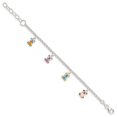thumbnail image 2 of Sterling Silver Bracelet Childrens Rolo Girl's 9 mm 6 in Multi-color Enameled Bears w/ 1in ext Children's, 2 of 4