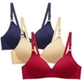 thumbnail image 2 of YWDJ Bras for Women Plus Size 3 Pack Closure in Back Lounge Bras Size Small No Wire Comfortable Bras Adjustable Straps Half Cup Wrap Bras Padded Comfortable Bras Solid Sleep Bras Multicolor S, 2 of 6