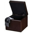 thumbnail image 3 of Homebeez Faux Leather Storage Ottoman Square Footrest Stool Cube Bench Ottoman (Reddish Brown), 3 of 16