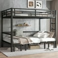 thumbnail image 3 of Queen Over Futon Bunk Beds, Metal Bunk Bed Frame can be Converted into Bed and Couch, Queen Bunk Bed with Ladder, No Box Spring Needed-Black, 3 of 8