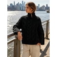 thumbnail image 3 of Czanzd Womens Cable Knit Turtleneck Sweater Oversized Loose Pullover Tops-Black,XL, 3 of 8