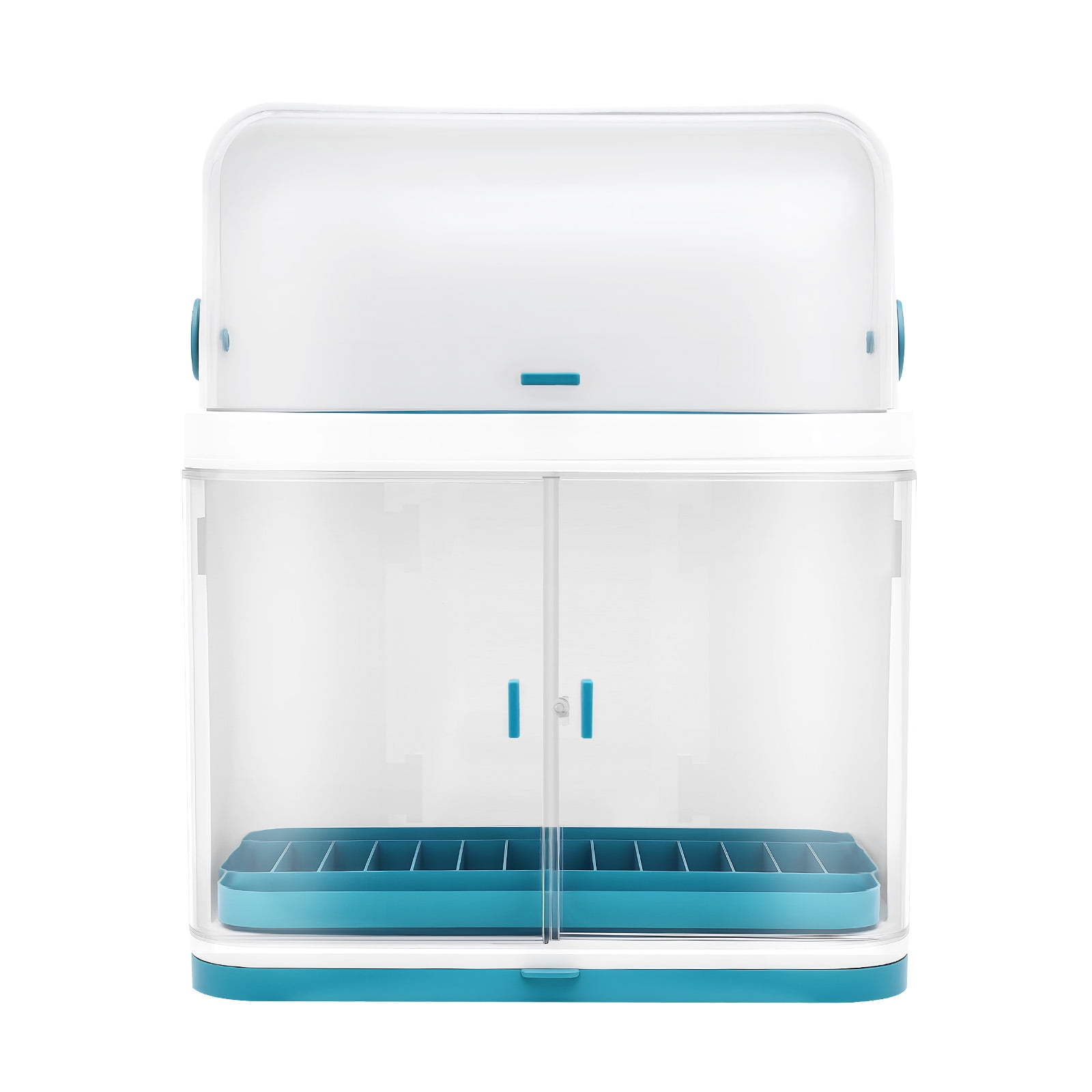Dish Drying Rack with Lid Cover 2-Tier Kitchen Organizer Storage Cup Holder