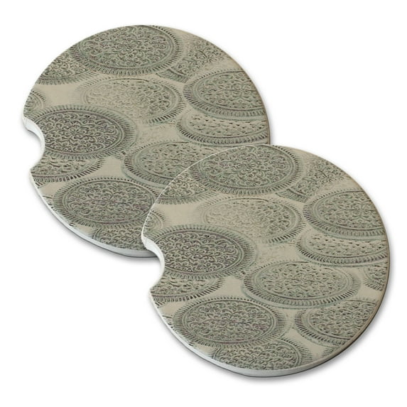 KuzmarK Sandstone Car Drink Coaster (set of 2) - White Chocolate Cookies