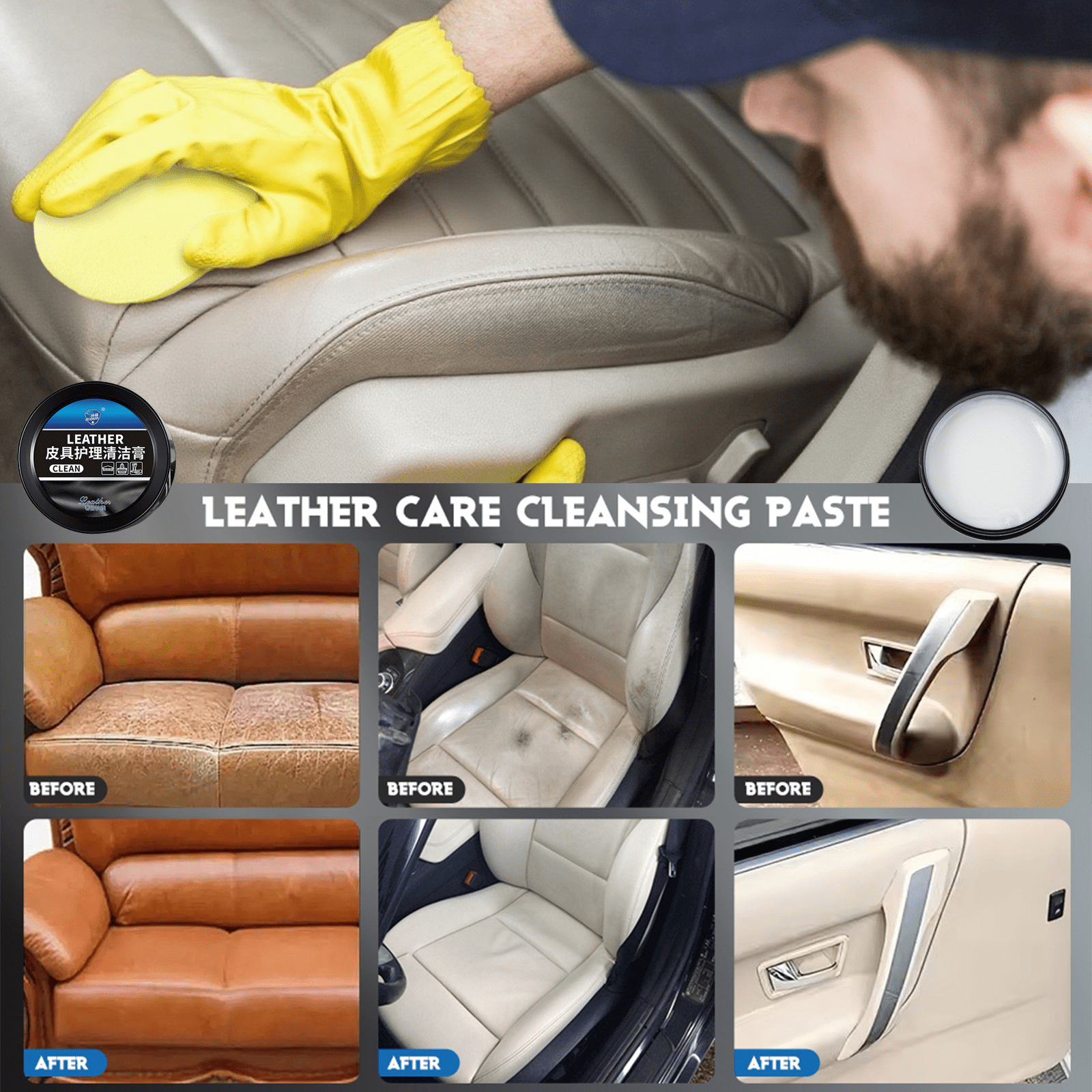 Leather Cleaning and Care Cream & Cleaning Paste for Leather Care, 2025 New Car Leather Repair Cream, Automotive Interior and Furniture Leather Maintenance Cream for Cars