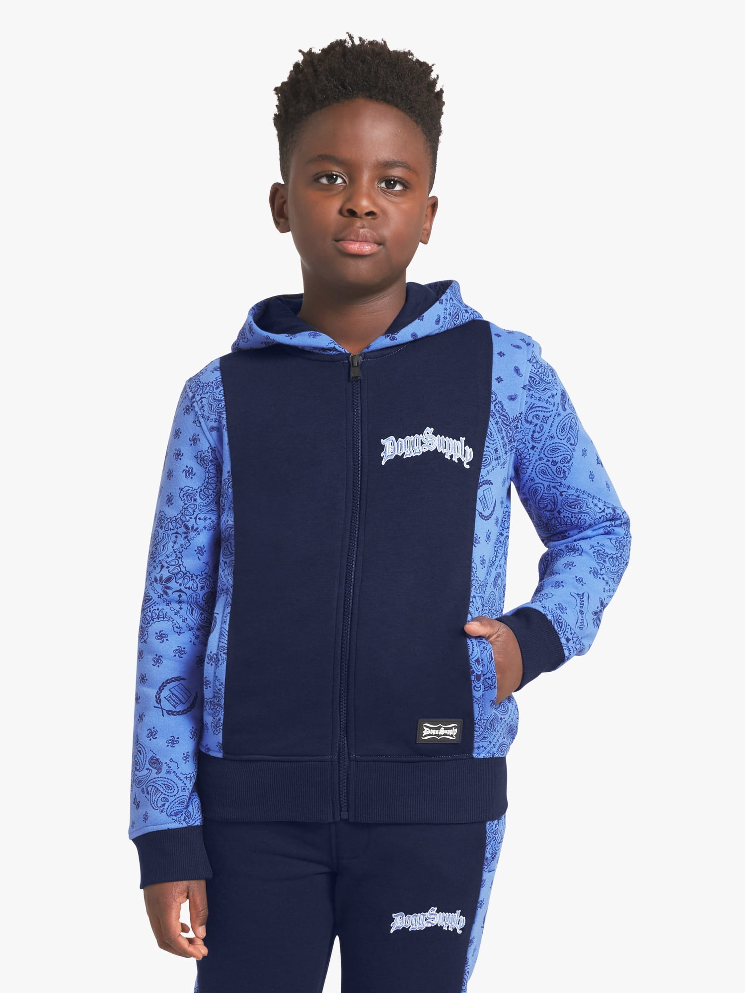 Dogg Supply by Snoop Dogg Little Boys & Big Boys Bandana Print Zip Front Hoodie, Sizes 4-18