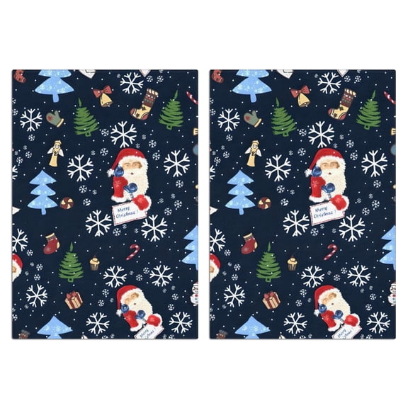 2 Pcs Funny Kitchen Towels,Dark Blue Christmas Santa Pattern Microfiber Dish Towels,Kitchen Tea Towels,Kitchen Towel Set (18" X 26")