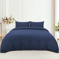 thumbnail image 2 of PiccoCasa 3 Pieces Microfiber Soft Breathable Duvet Cover Set Navy Blue King, 2 of 7
