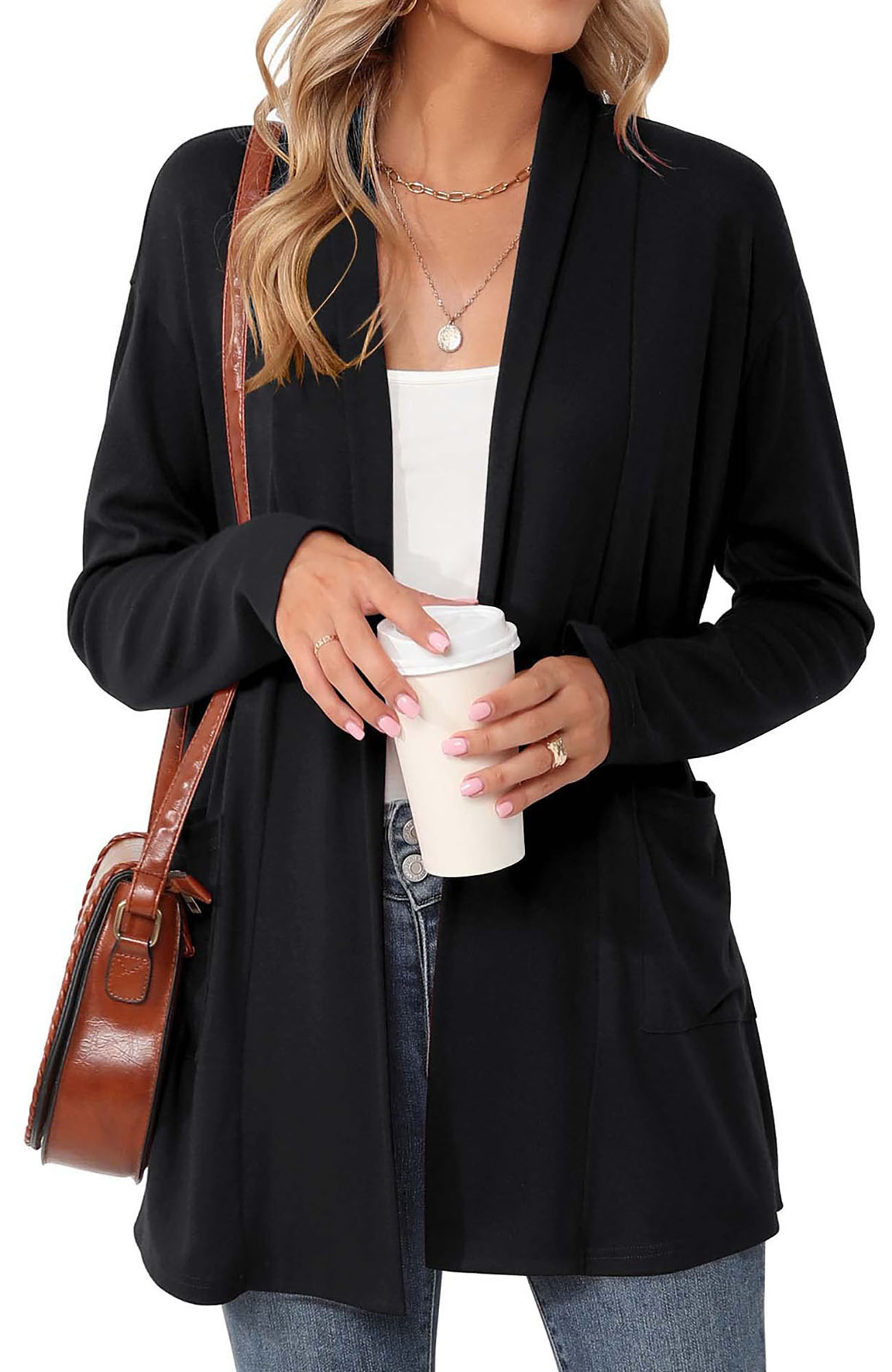 Shine Up Cardigan for Women Long Sleeve Lightweight Tops Casual Open Front Cardigans with Pockets