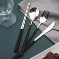 thumbnail image 4 of 4pcs Portable Travel Cutlery Set with Suitcase 18/10 Stainless Steel Reusable Flatware Set(Black), 4 of 4
