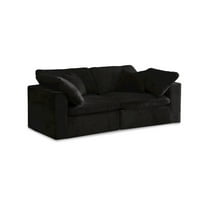 Meridian Furniture Cozy Black Velvet Modular 2 Piece Loveseat