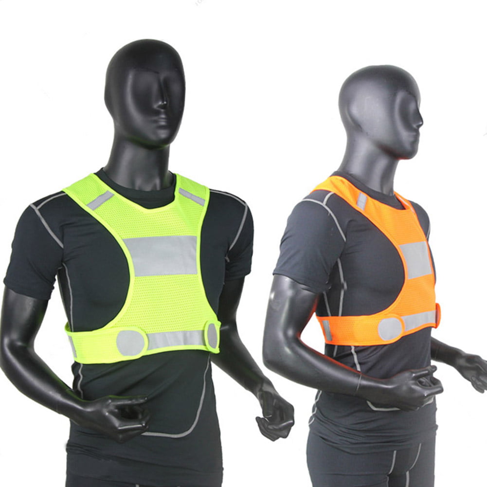 Reflective Safety Vest Running Walking Cycling Adjustable Strap Breathable Holes 