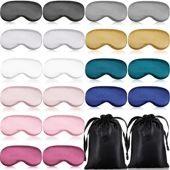 20 Pieces Silk Sleep Mask,Silk Masks for Sleeping,Eye Mask with Adjustable Strap,Soft Sleeping Mask Eye Cover,Comfortable Blindfold Eyeshade for Women Men Sleeping Travel Nap(Multicolored)