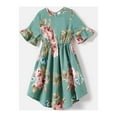 thumbnail image 3 of PatPat Family Matching Dresses Green Toddler Girl 3-4T Mommy and Me Allover Floral Print Ruffle Half-sleeve Dresses, Girl Dresses, 3 of 7
