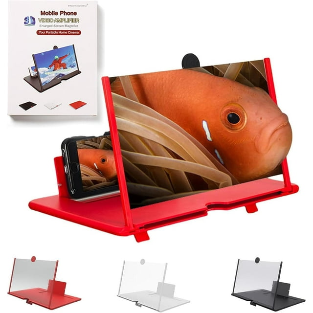 2026 Upgrade Ultra-HD Mobile Phone Magnifier 10/12/14/16/18 Inch, Foldable Mobile Phone Screen Projector Amplifier, Portable Lightweight Stand for Movie & Video Watching (Red, 12 in)