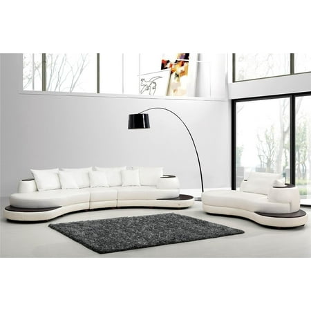 Modern White Leather Rounded Sectional Sofa Set 2pcs Modern Modern White Leather Rounded Sectional Sofa Set 2pcs Modern