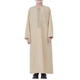 thumbnail image 3 of Otqutp Boys Arab Thobe Muslim Kaftan Kids 𝗜slamic Clothing Ethnic Trim Ramadan Prayer Clothing Long Sleeve Arabic Robe Dress, 3 of 7
