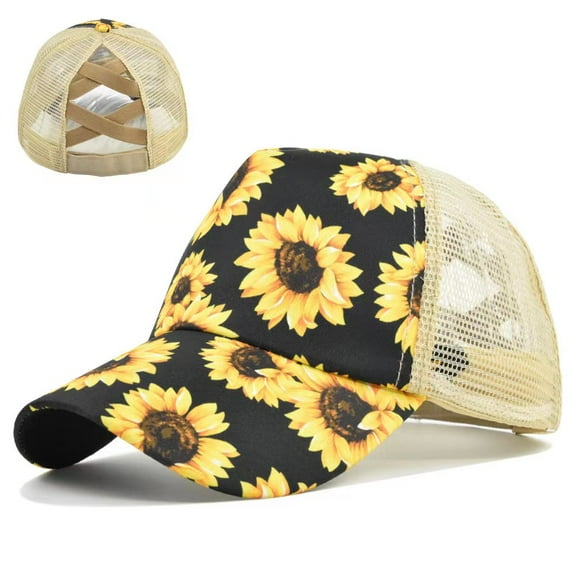 Girls Ini-tial Hat,Baseball Cap Pink Ini-tial Gifts for Women Adult,Letter Sun Hat Adjustable Size for Mom,Sister,Daughter Breathable Mesh Sunflower Outdoor Sport Climbing Fishing Golf  Ponytail Cap
