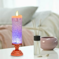 Christmas Candle Colorful Crystal Decoration Ice Real Wax Glass Flameless Candles, Battery Operated Candles with Warm Flickering Flame, Realistic LED for Home Decor