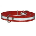 thumbnail image 2 of High Quality Genuine Leather Reflective Dog Collar 16" Long 3/4" Wide Red Fits 11"-14" Neck, 2 of 3