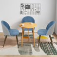 thumbnail image 3 of Dining Chair Set of 2 Upholstered Fabric Mid Backrest with Wooden Legs for Home Kitchen Bedroom Living Room,Blue/Grey, 3 of 5