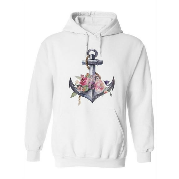 Floral Anchor. Hoodie Women - Women Hoodie, White, Small
