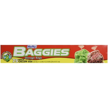 Hefty Baggies Gallon Size Storage Bags with Ties - 75 CT