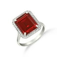 thumbnail image 4 of Galaxy Gold 7.45 ct 14k Solid Gold Emerald Cut Ruby Halo Diamond Ring 4894 (White-Gold, 9), 4 of 7