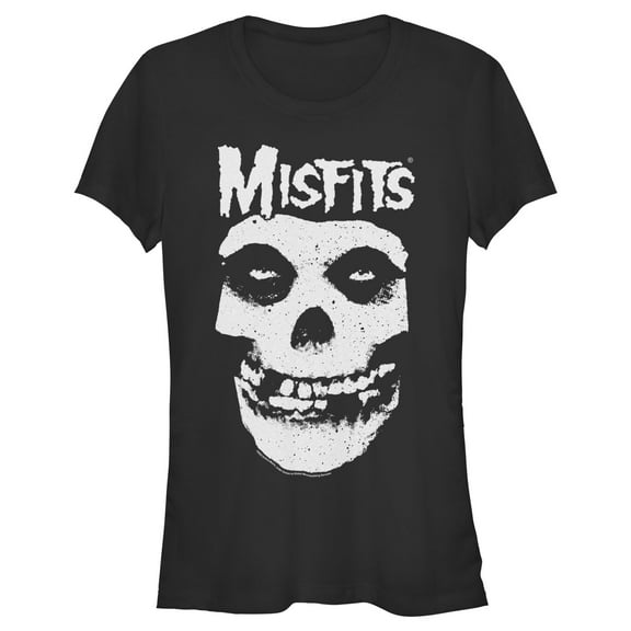 Junior's Misfits Classic Fiend Skull Logo  Graphic Tee Black Large