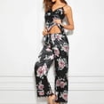 thumbnail image 4 of Ersazi Ladies Fashion Comfortable Floral Print Lace Suspenders Pajamas Woman Trousers Home Clothes Suit In Clearance Pajamas Set Black Xl, 4 of 9