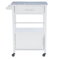 thumbnail image 3 of Linon Mitchell Wood Granite Top Rolling Kitchen Cart Ample Storage in White, 3 of 17