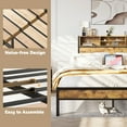 thumbnail image 4 of Full Bed Frame with USB, Metal Platform Bed with Storage Headboard for Adult Teen, Vintage Brown, 4 of 7