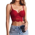 thumbnail image 6 of Avidlove Sexy Lace Bralette Bra for Women Lingerie V Neck Strap Bustier Tank Tops Lace Cami Crop Tops, 6 of 6