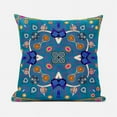 thumbnail image 5 of Amrita Sen Designs  26 x 26 in. Paisley Leaf Geo Duo Broadcloth Indoor & Outdoor Blown & Closed Pillow - Hot Muted Blue & Gold, 5 of 6