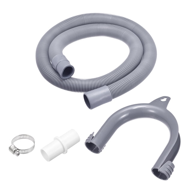 Lavadora Máquina Drenaje Manguera Extensión Kits 3.28 Pies Gris para Lavadora Máquina con Extensión Adaptador, U-Curva Manguera Soporte, 2 Abrazaderas