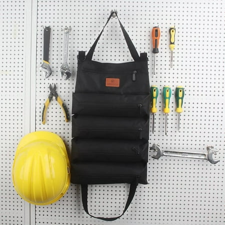 

Tool Roll Organizer - Heavy Duty Roll Up Tool Bag With 5Tool Pouches for Mechanic Electrician & Hobbyist Roll Up Bag Wrench/Pliers Pouch for Craftwork Handyman Plumber Black
