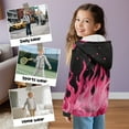 thumbnail image 6 of POLERO Girls Winter Jacket Pink Flame Print Hoodies Kids Zipper Fleece Hoodie Girls Jacket Warm Cozy Outwear Coat with Pockets, Size S, 6 of 7