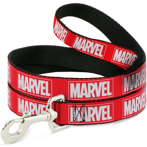 Marvel Comics Pet Leash, Dog Leash, Marvel Red Brick Logo Red White, 4 Feet Long 0.5 Inch Wide