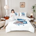 thumbnail image 4 of Feelyou Romantic Blue Rose Twin Comforter Sets, Modern Fashion Bedding Set, 2 Pieces, 4 of 8
