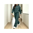 thumbnail image 2 of Zynoxe Womens Sweatsuits 2 Piece Set Long Sleeve Hooded Sweatshirt & Elastic Drawstring Waist Sweat Pants Suit Versatile Solid Color Tracksuit Set Lightweight Suit Set with Pockets Army Green M, 2 of 7