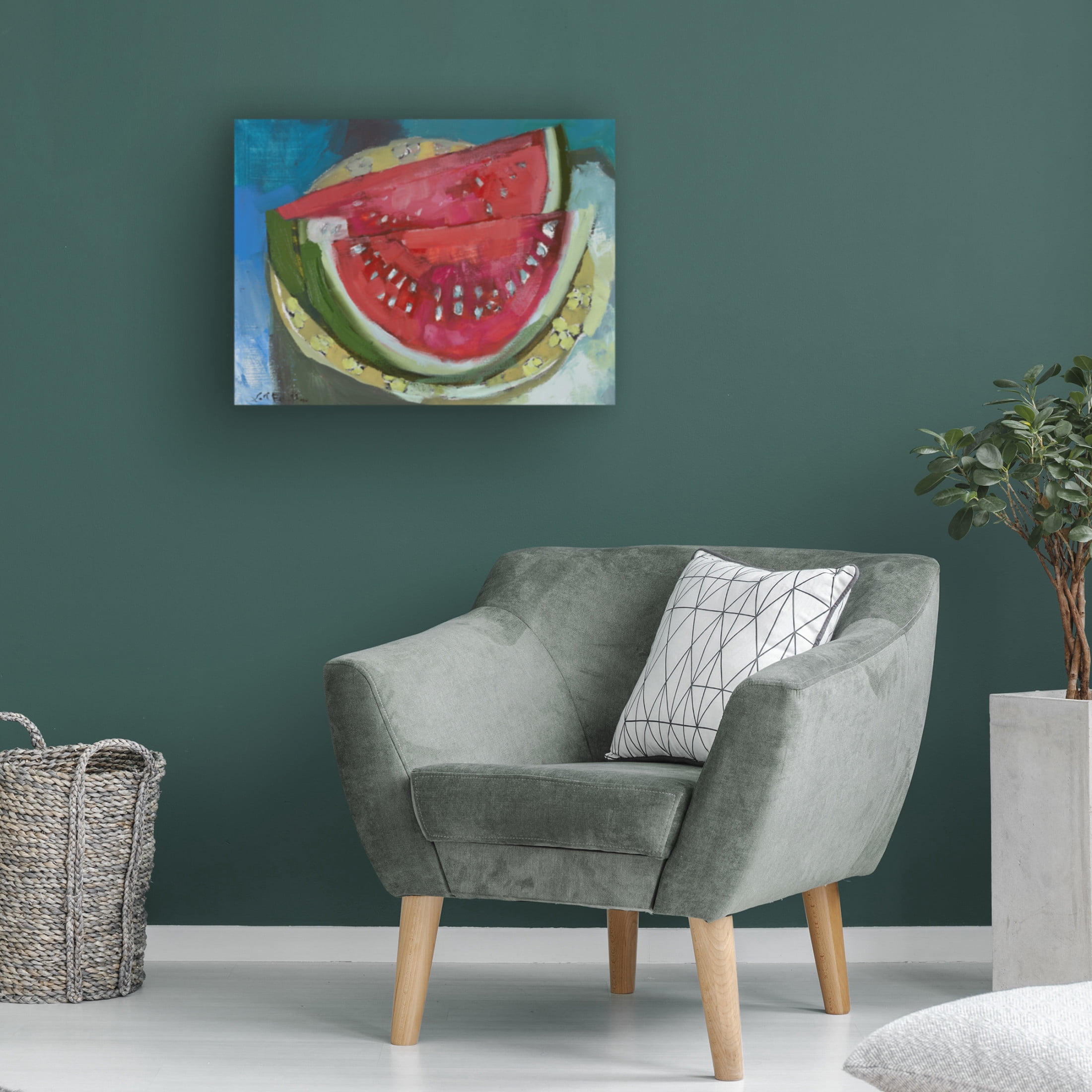 Canvas Wall Art - Erin McGee Ferrell 'Watermelon V' Wall Art for Living Room, Bedroom, or Office Décor by Trademark Fine Art - 19 x 14 Inches