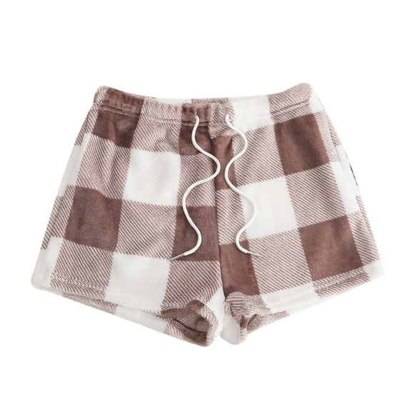 LUOGENLI Female Casual Pants Women Winter Warm Plaid Flannel Pajama Pants Casual Loose Shorts Cotton Casual Pants Women Plus Size Petite Cotton Casual Pants Women Summer Tall Coffee XL